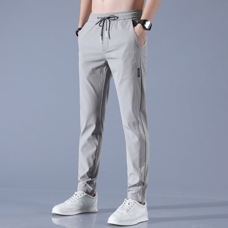 Ice Silk Pants Men'S Summer Thin Casual Pants Loose Straight Breathable