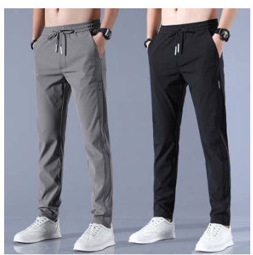 Ice Silk Pants Men'S Summer Thin Casual Pants Loose Straight Breathable