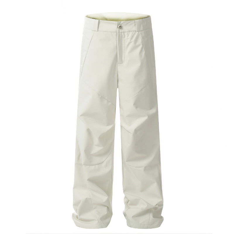 White Casual Pants Men's Pleated Niche Design Trousers Long